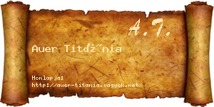 Auer Titánia névjegykártya